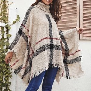 Plaid Sweater Ponco
